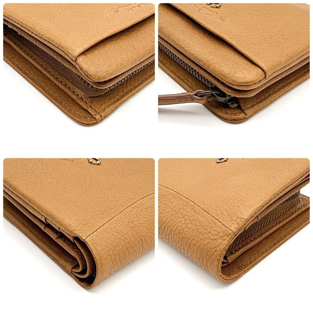 美品】Dakota 二つ折り財布 コンパクト 本革 馬蹄 L字ファスナー