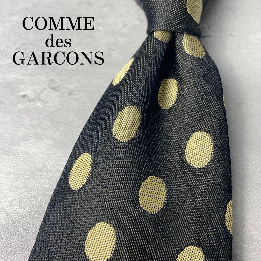 美品 COMME des GARCONS ドット柄 水玉 ネクタイ 黒 ゴールド - メルカリ
