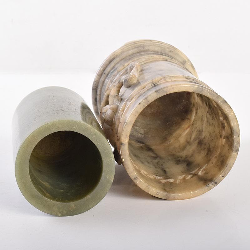 中国 玉石彫刻 蓮刻 玉器 筆筒 二点まとめて C R7634 - メルカリ