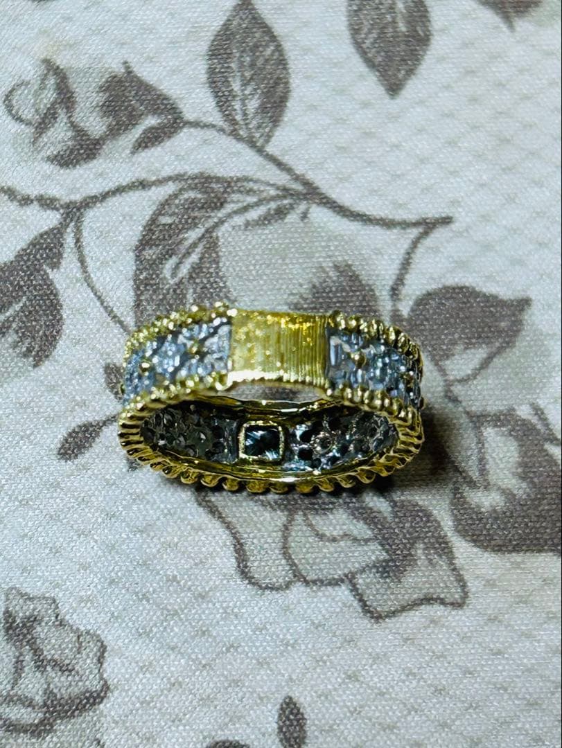 k18 ダイヤモンドリング フィレンツェ彫り風 レース - メルカリ