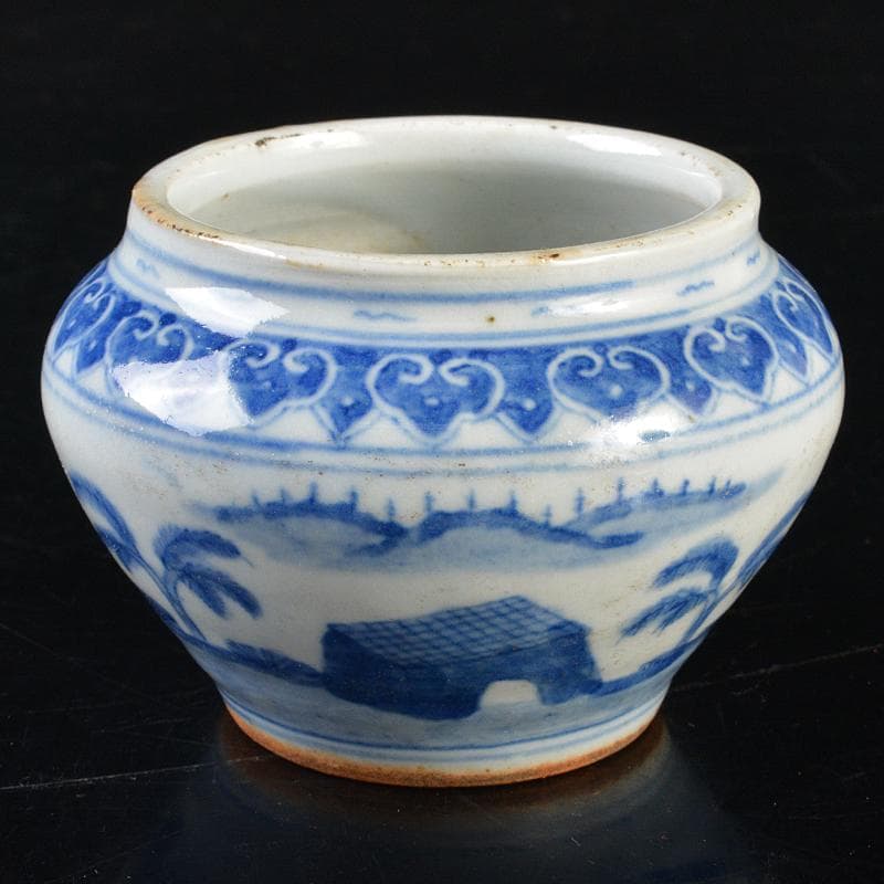 中国 青花山水人物文 小壷 C R6412E - メルカリ