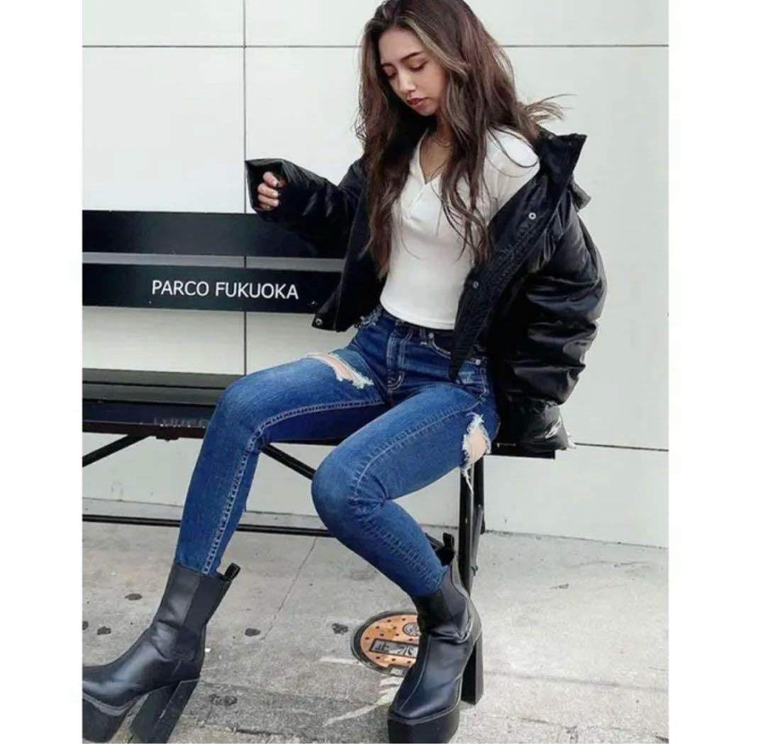 GYDA ジェイダ フェイク レザー ショートダウンコート ブラック - メルカリ