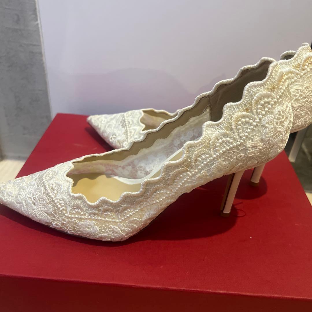 JIMMY CHOO ホワイト レース ハイヒール パンプス 刺繍 39