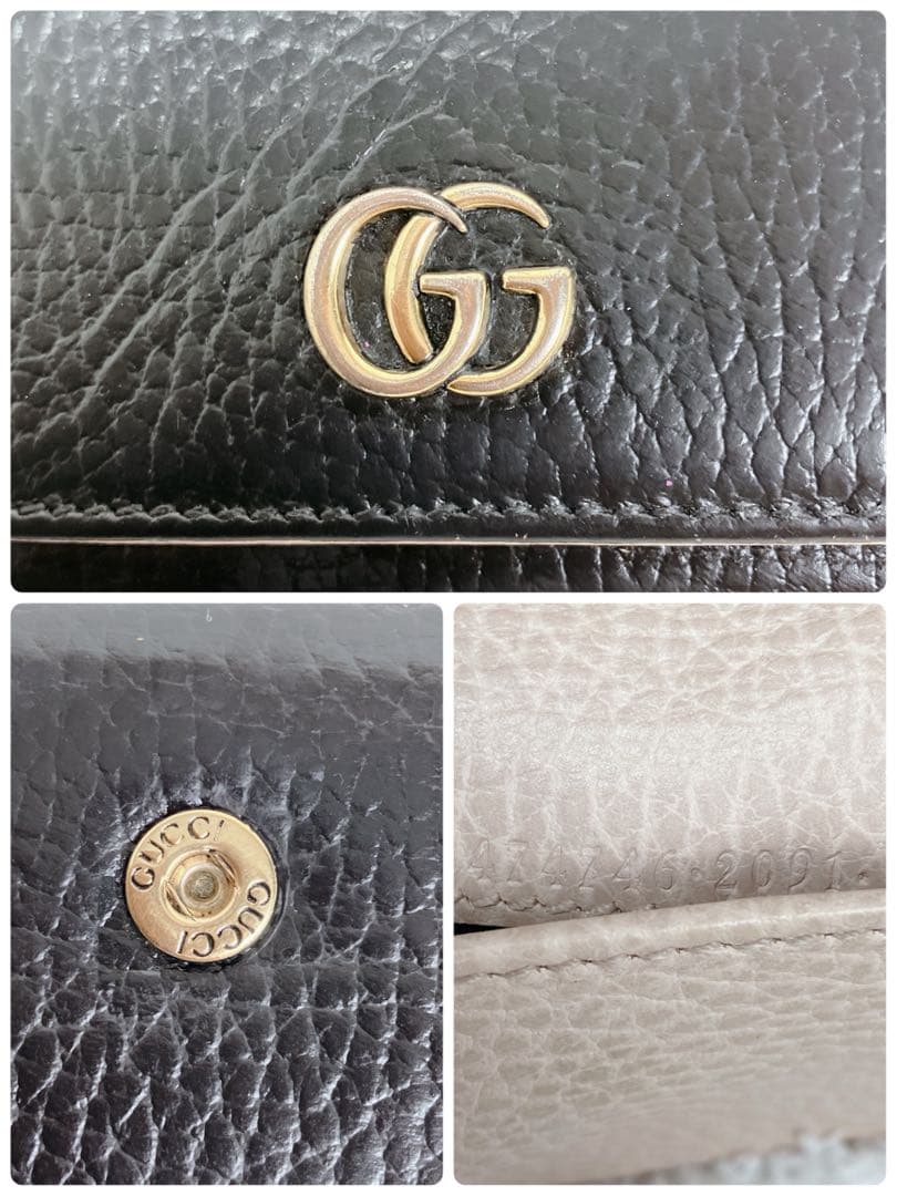 グッチ GG ミニマーモント 474746 折り財布 本革 バイカラー 黒