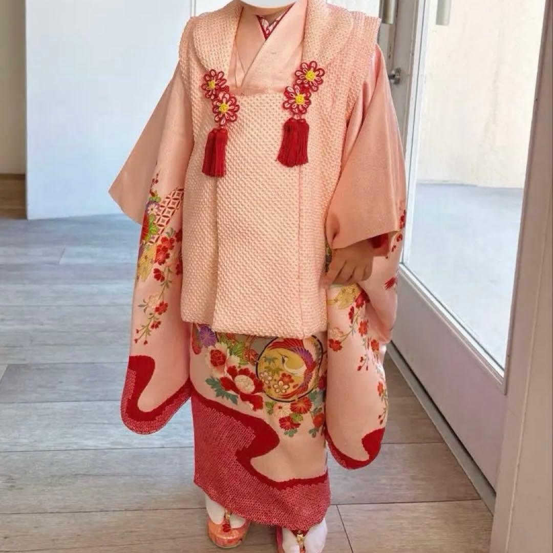七五三 3歳　着物　正絹　総絞りフルセット 3歳女の子七五三総絞り正絹着物レンタル｜京友禅の高級プレミアム被布