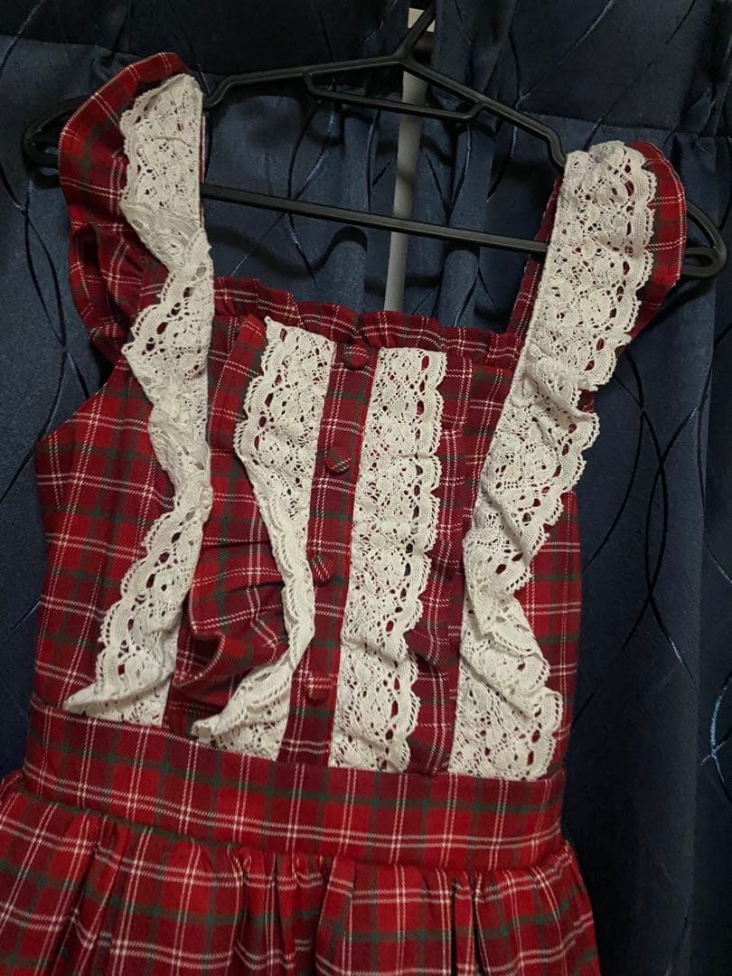 chalmiere シャルミエール タータンチェックジャンパースカート 赤