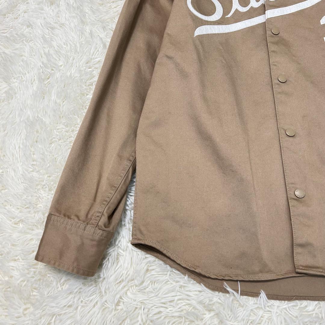 STUSSY 35thベースボールジャケット ベージュ L フード コットン
