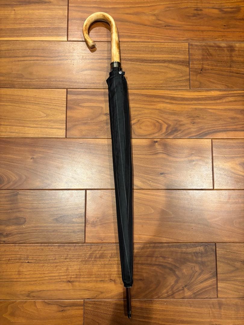 ※最終値下です。前原光縈商店　メンズ　ストライプ　長傘　ブラック 前原光榮商店 晴雨兼用 長傘 8本骨 55cm 1級遮光 キューブ柄 日傘雨傘