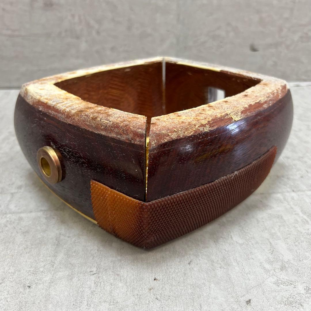 中棹地唄三味線 子持ち綾杉胴 紅木 三つ折 金細 正寸 二枚溝 ジャンク