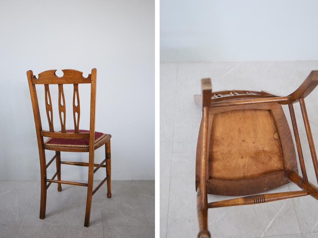 英国アンティーク木製ベッドルームチェア/椅子ダイニングイス/飾り棚