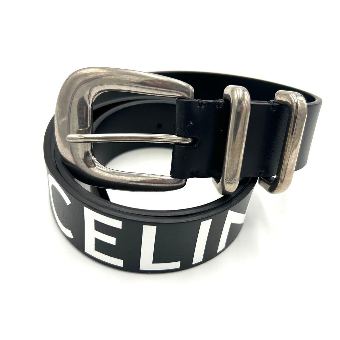 CELINE セリーヌ ウエスタンベルト ロゴ レザー ブラック CELINE(セリーヌ) ウエスタンベルト ブラック サイズ 85｜【公式