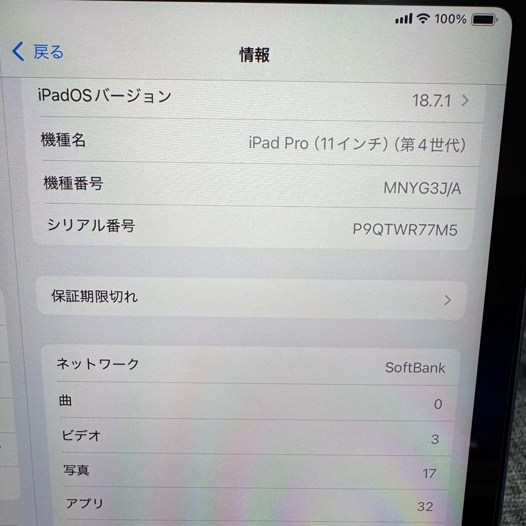 iPadPro11インチ第4世代512GB WiFi + Cellularモデル
