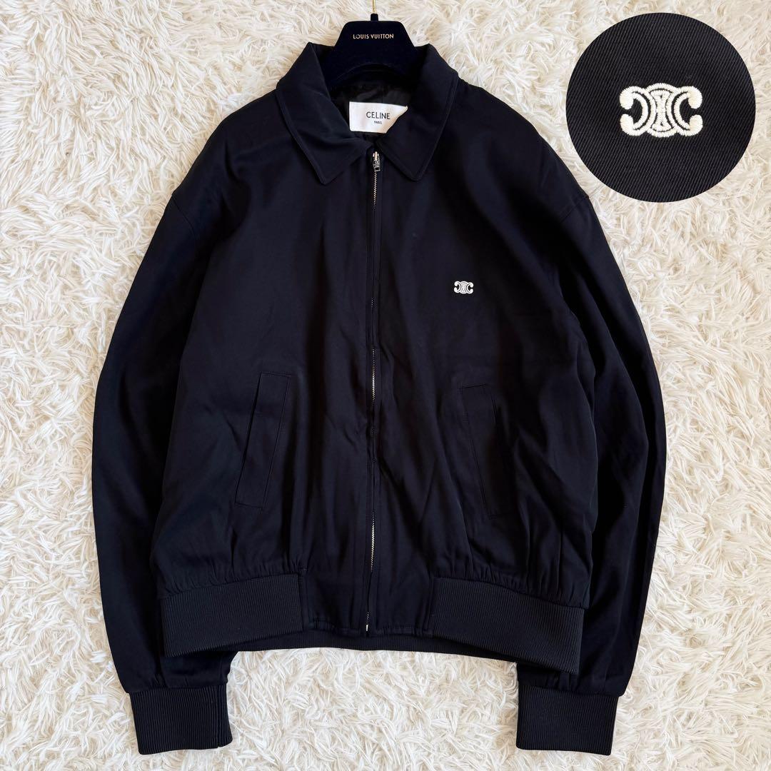 美品　近年モデル　XL　セリーヌ　レーヨン　ブルゾン　トリオンフ刺繍　黒 CELINE（セリーヌ） ブルゾンジャケット 2W47B585X.07MR メンズ