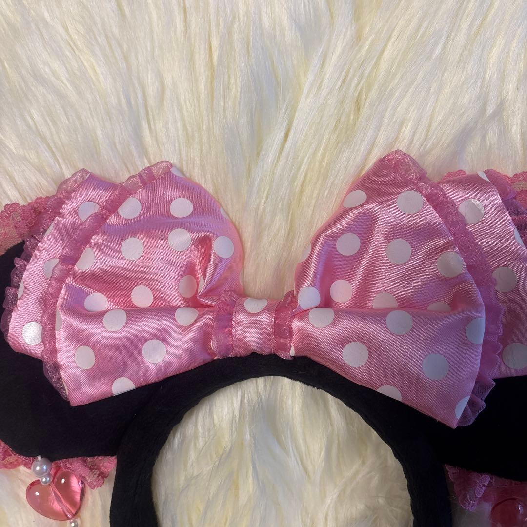 ミニー カチューシャ イヤリング ピンク ディズニー フリル レース