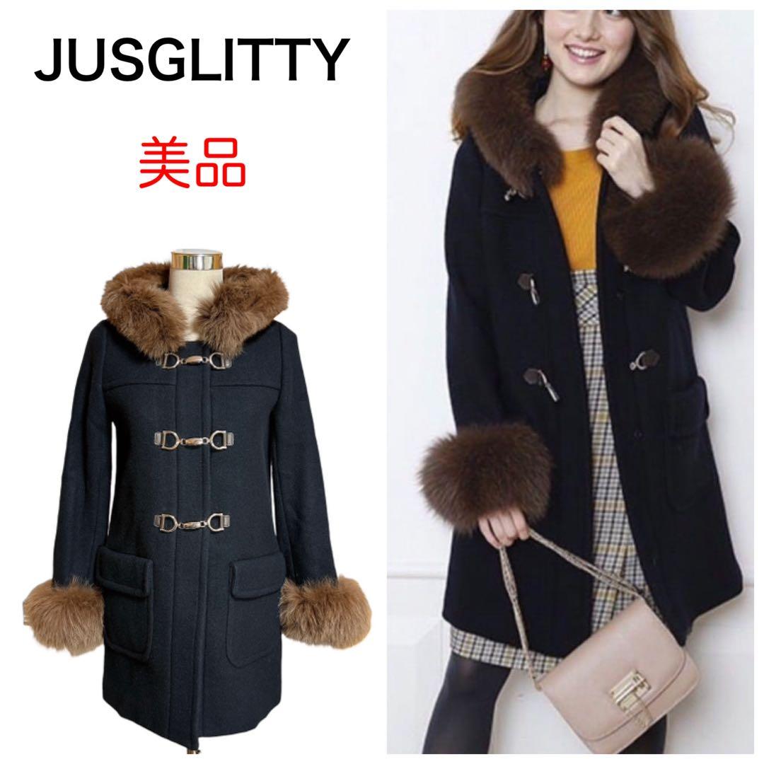 美品 ジャスグリッティー ビット金具 牛革 ダッフルコート フォックス