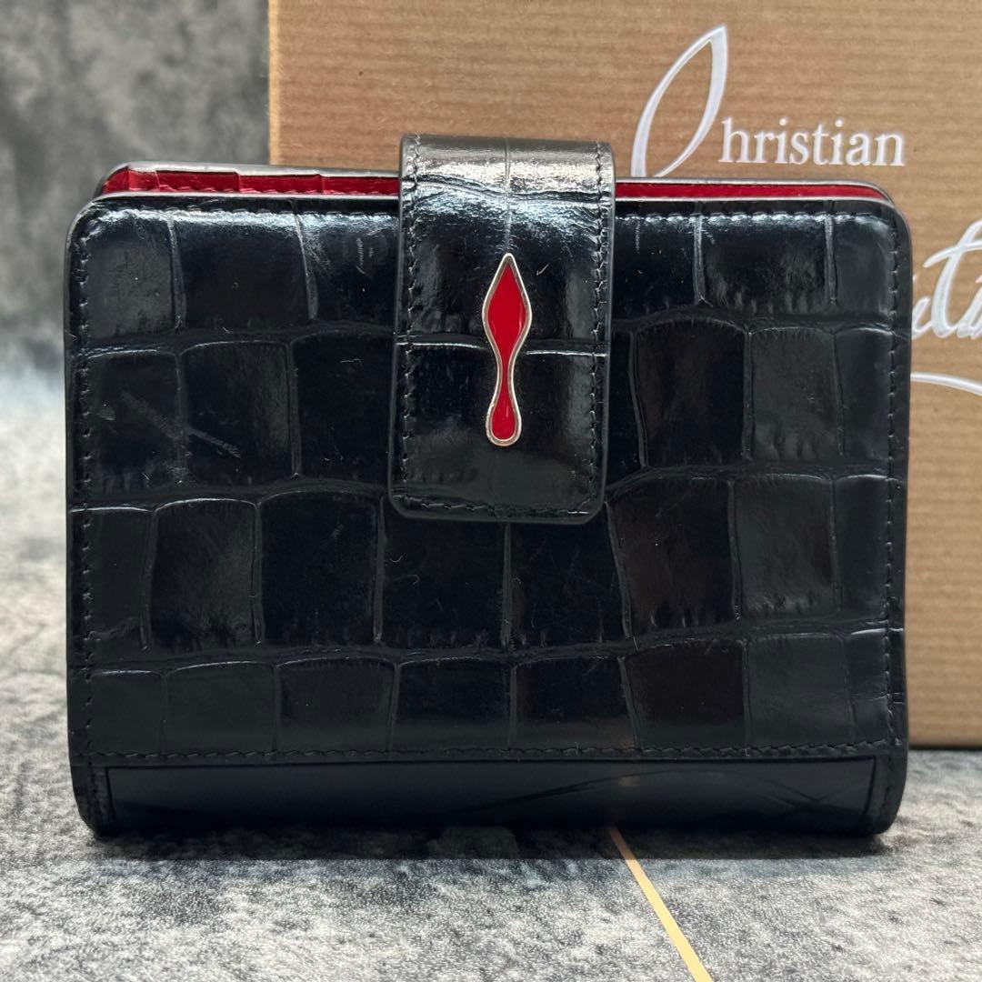 美品 希少✨ クリスチャンルブタン パロマ クロコ 二つ折り財布 レザー