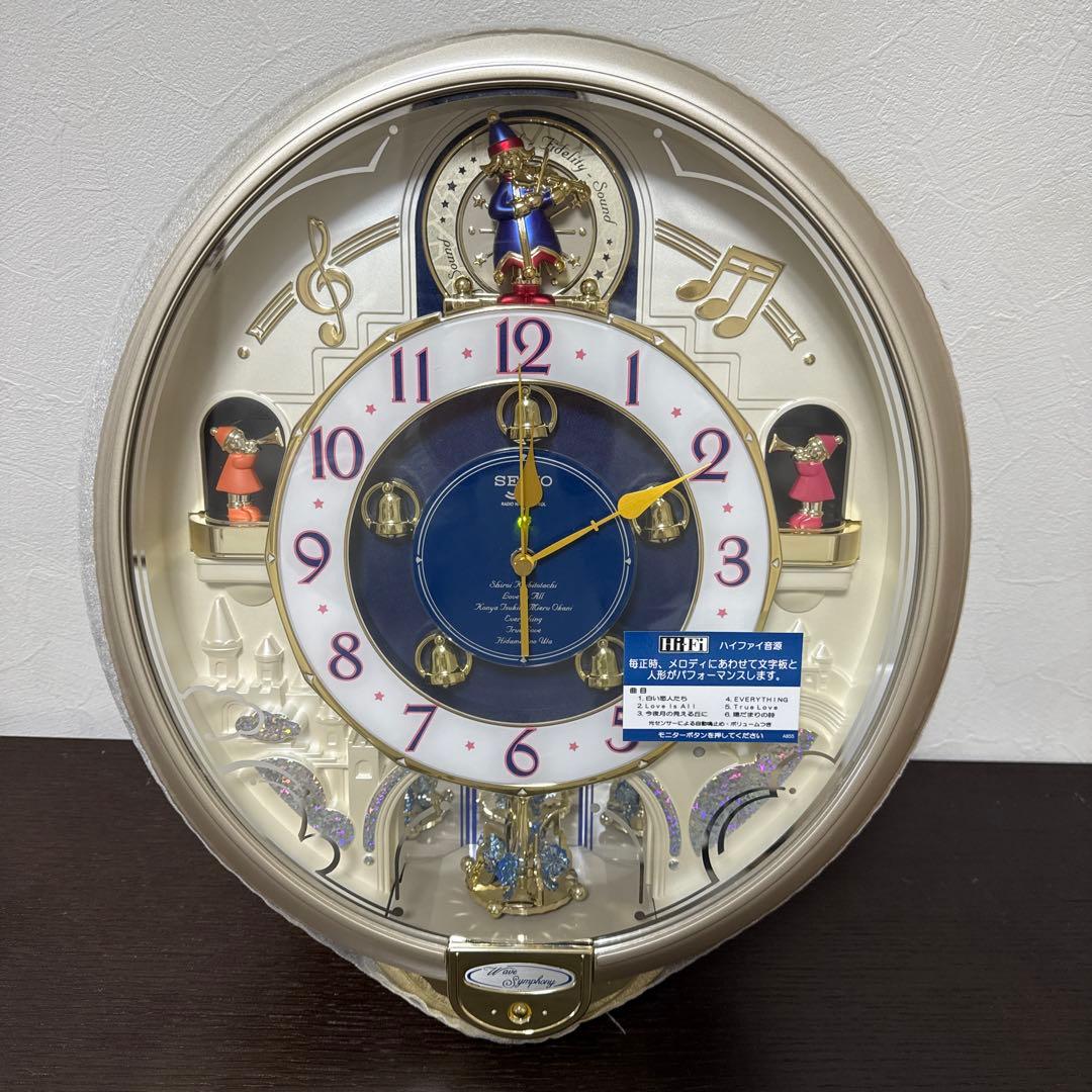 【未使用】SEIKO からくり時計 ウェーブシンフォニー 電波時計 RE555S Amazon｜SEIKO CLOCK (セイコークロック) 掛け時計 ウエーブ