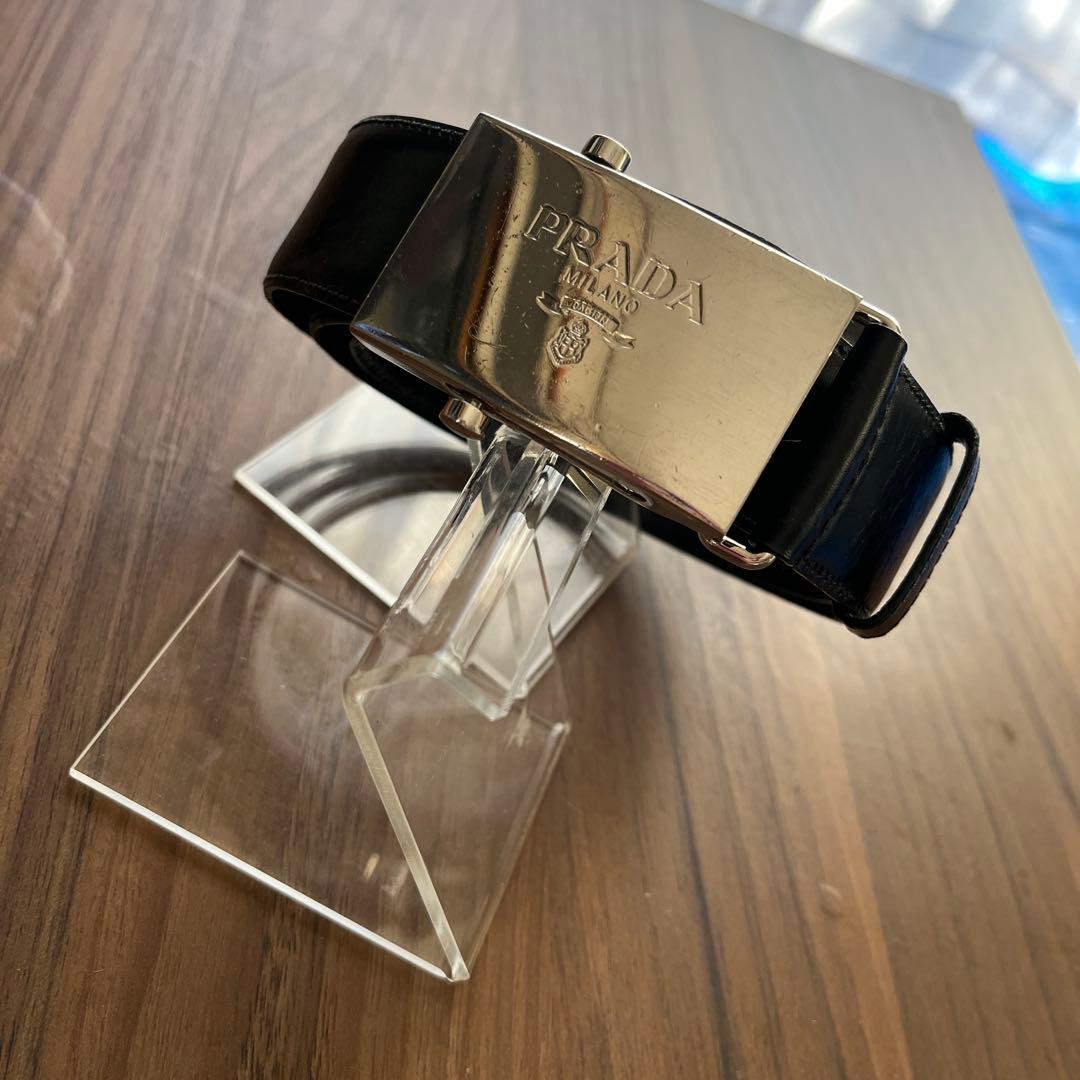 PRADA レザー　ガチャベルト PRADA プラダ ロゴポーチ付き GIベルト ブランド メンズ ベルト ガチャ