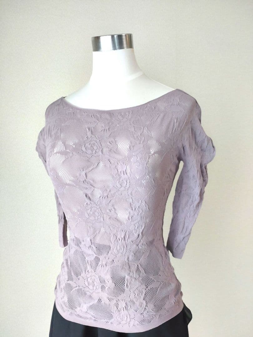 チャコット　ノーソーイング　シアーレースボートネックトップ（M） ノーソーイングニット】シアーレースボートネックトップ 商品ページ