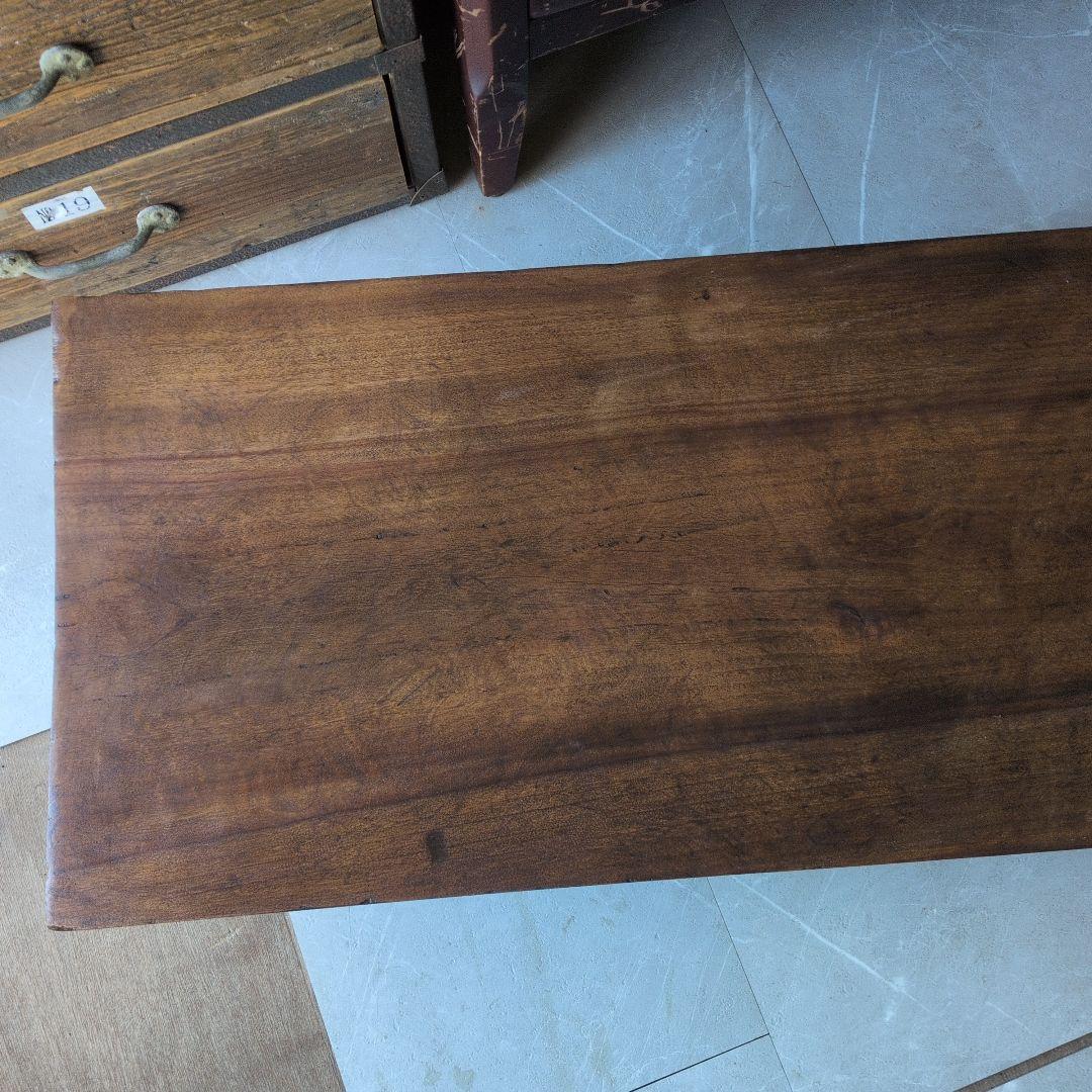 ブロカント古道具アンティーク重厚な経机 天板厚 5センチ ローテーブル