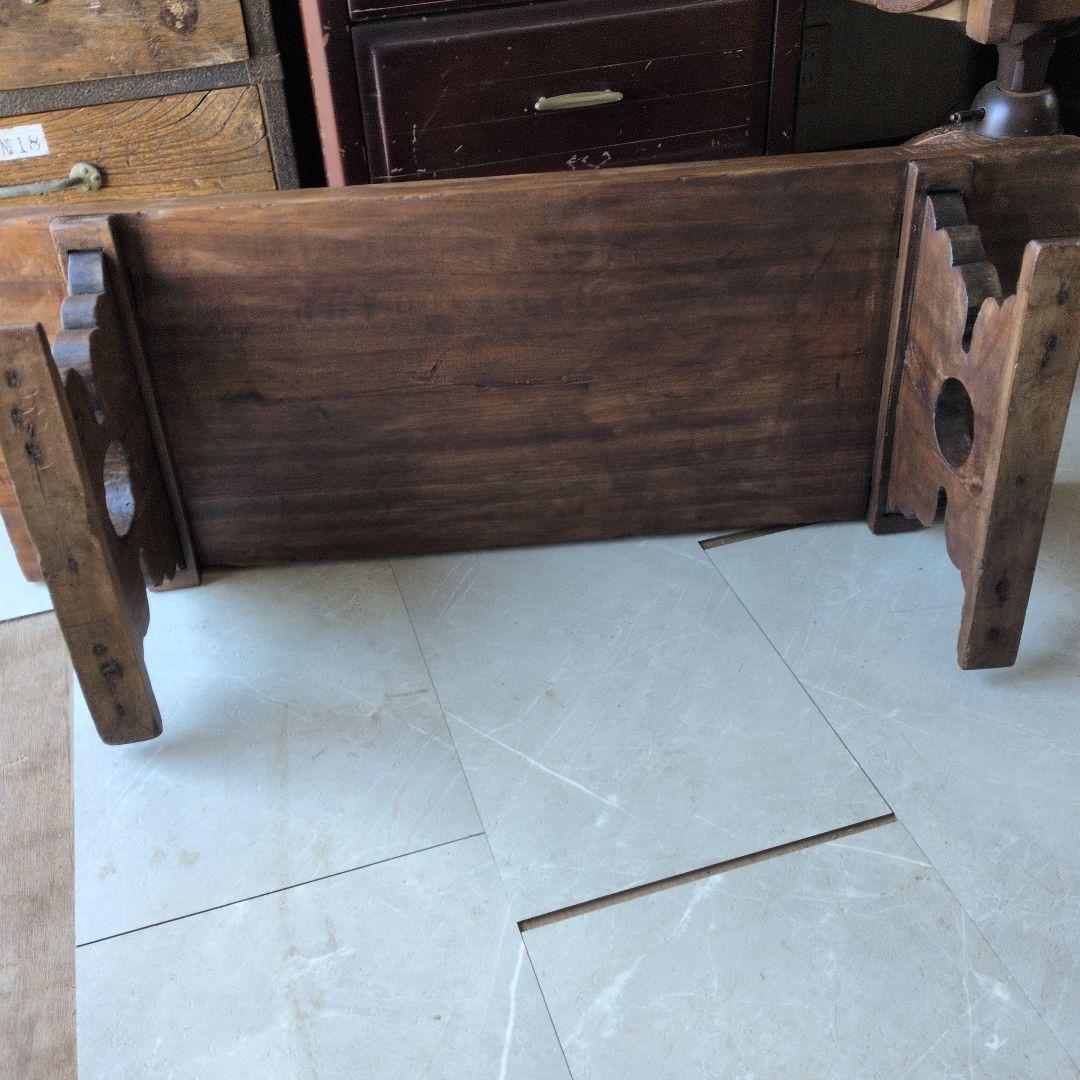 ブロカント古道具アンティーク重厚な経机 天板厚 5センチ ローテーブル