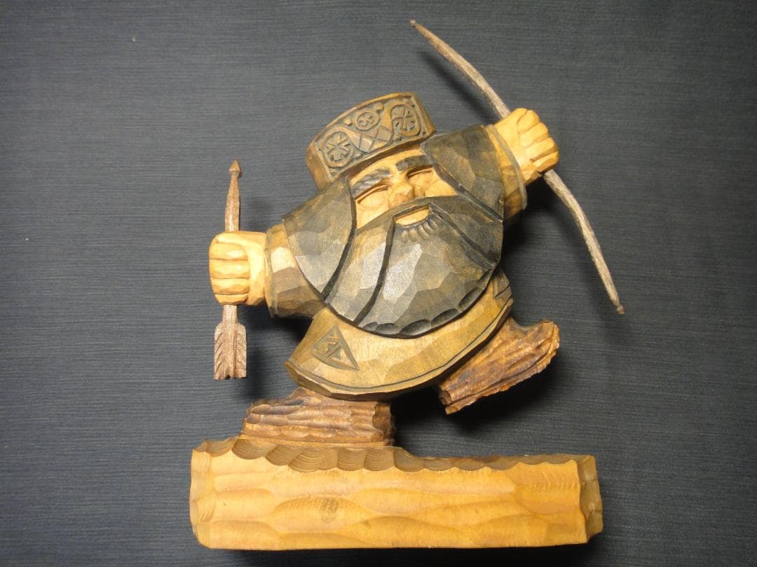 わ*ん様 川上 哲 （さとる）作 アイヌ コロポックル 木彫り 彫刻 藤戸