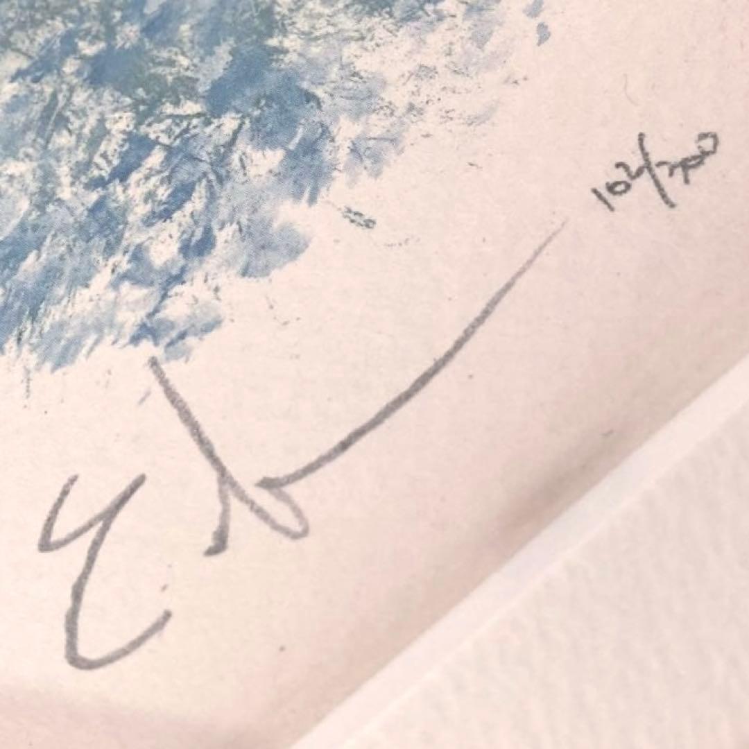 真作】イーダ・ヴァリッキオ 版画「虹の花かご」直筆サイン