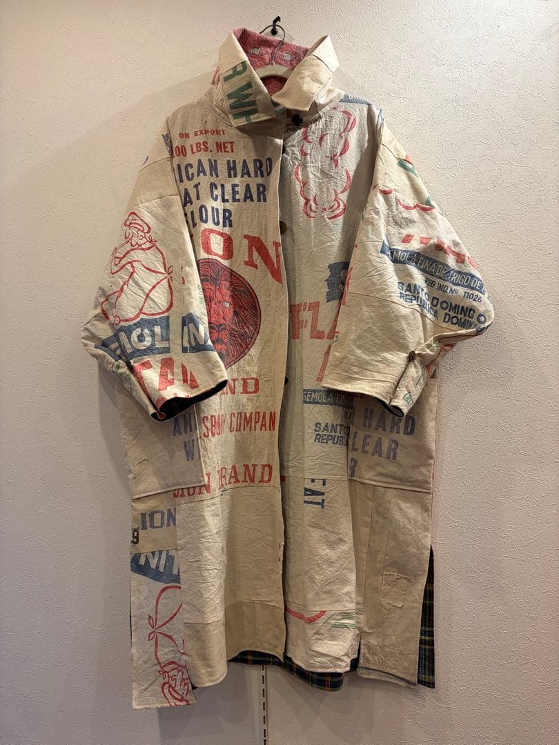 粉袋古布リメイク オーバーサイズコート 粉袋古布リメイク オーバーサイズコート - メルカリ