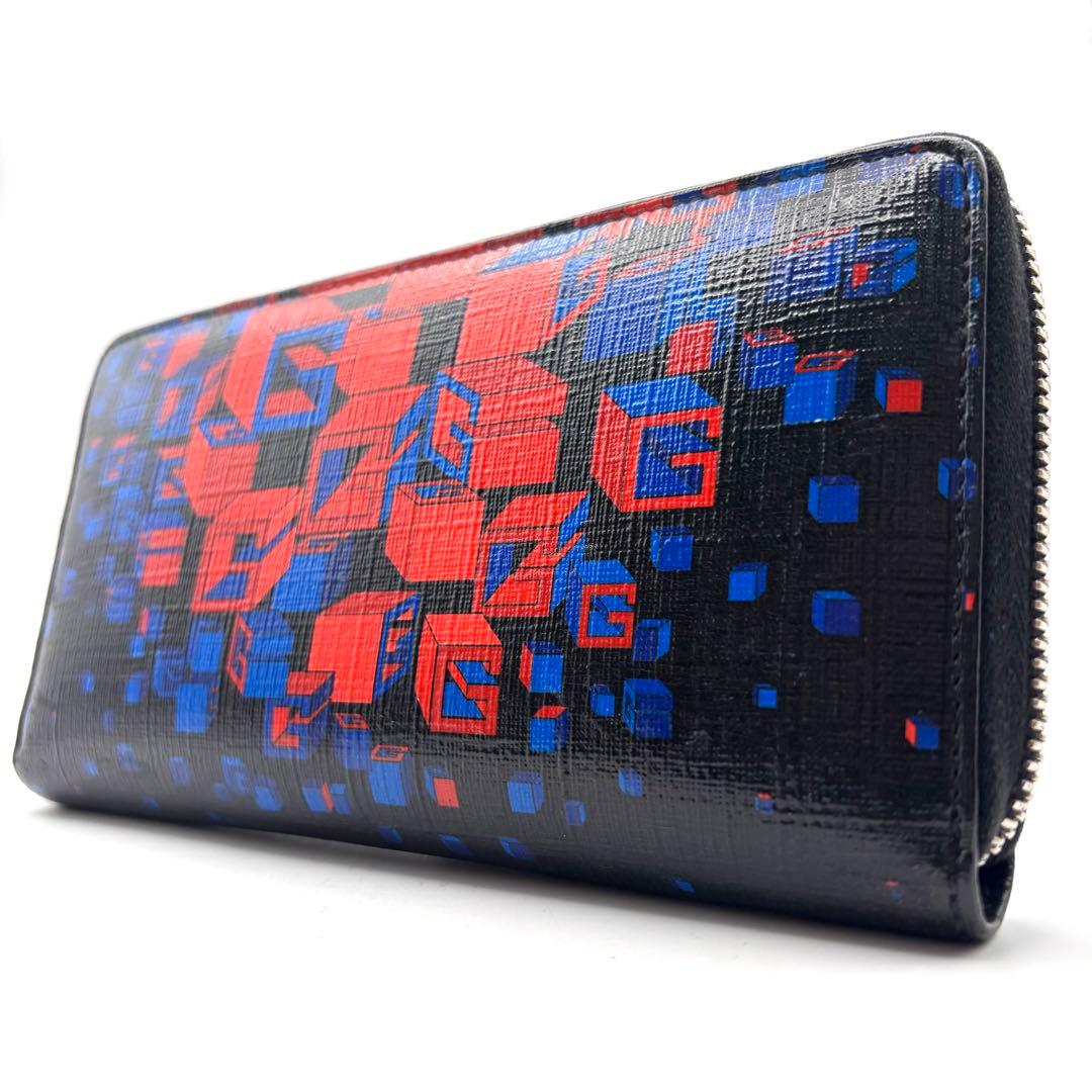 希少 グッチ 長財布 3Dアートプリント ラウンドファスナーレザー