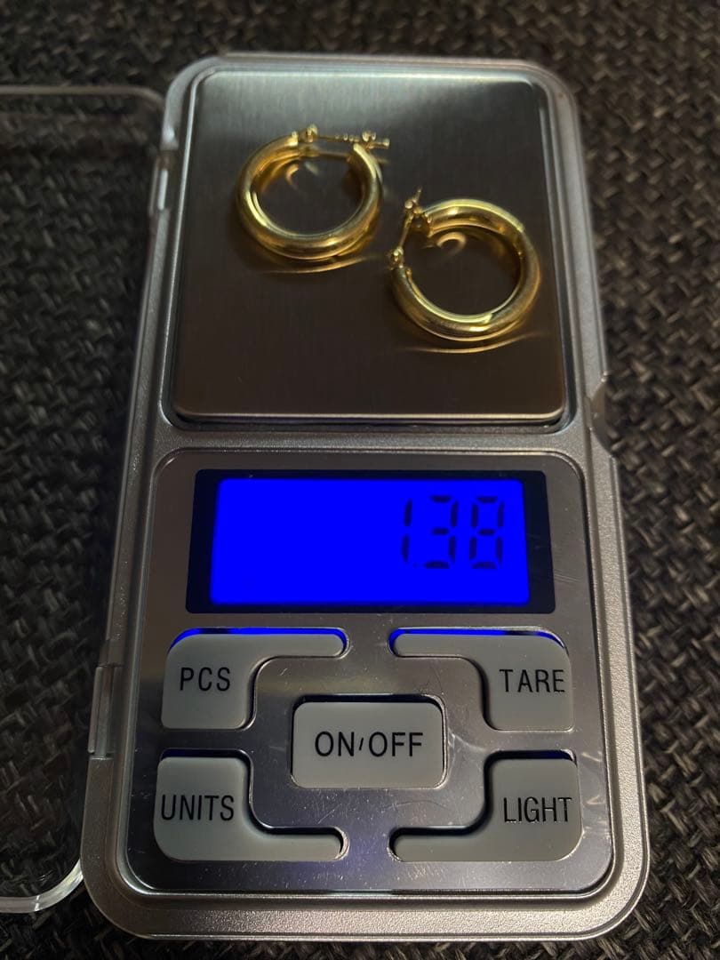 K18 刻印 フープ ピアス 両耳 ゴールド 1.38g