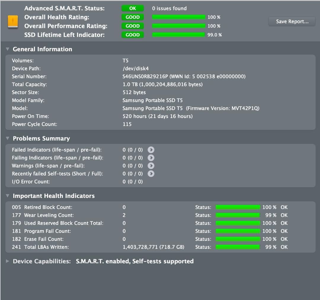 Samsung ポータブルSSD T5 1TB 元箱有 健康診断済み