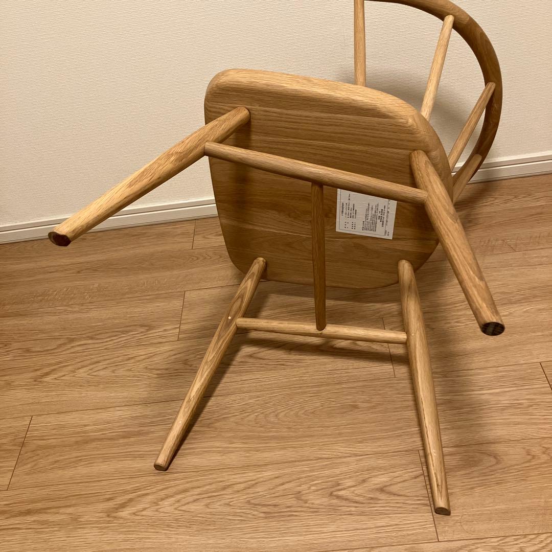 無印良品 オーク材 アームチェア 丸脚 天然木 木製 椅子 - メルカリ