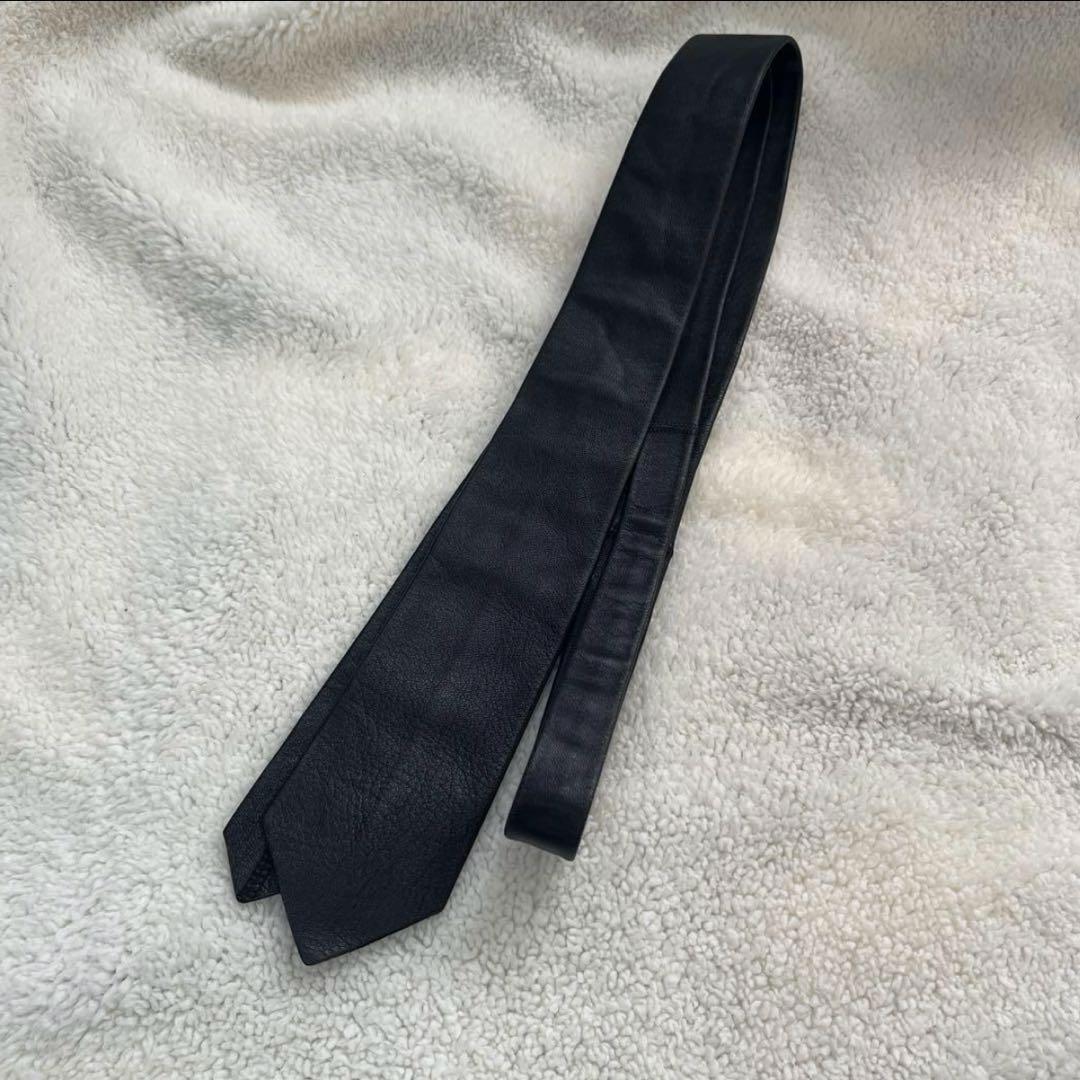 agnès b. アニエスベー 黒 レザーネクタイ レザータイ - メルカリ