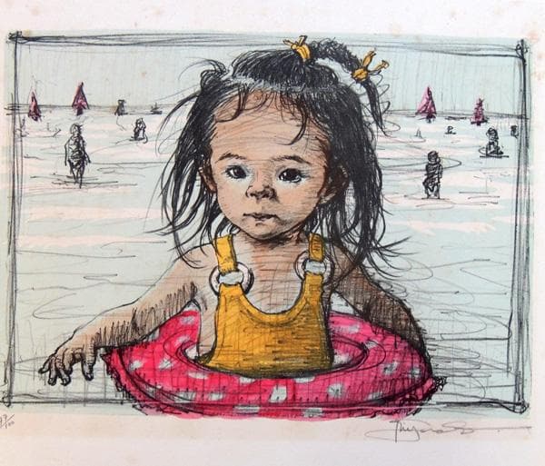 ○小澤清人4枚○プチブロン・浮き輪の女の子・ザクロ・樹木 小沢清人