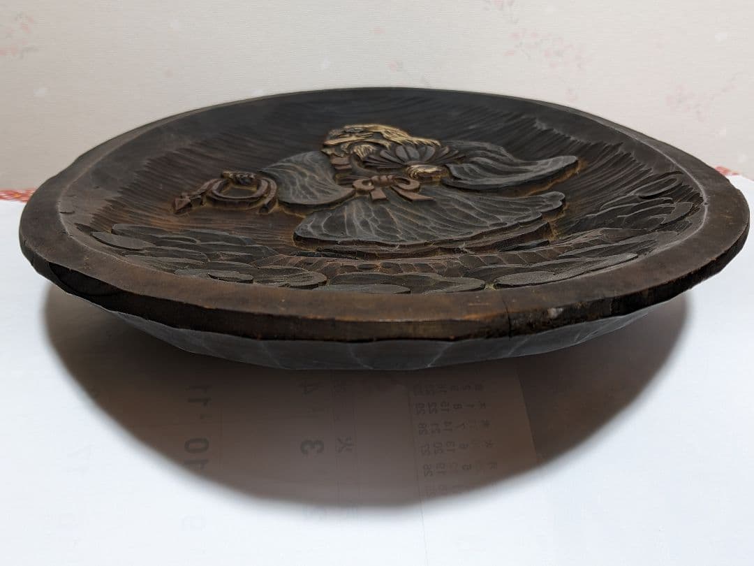 ♢天狗の神様 木彫陽刻 浮き彫り 防災 災厄 消除 招福 大正〜明治時代 骨董