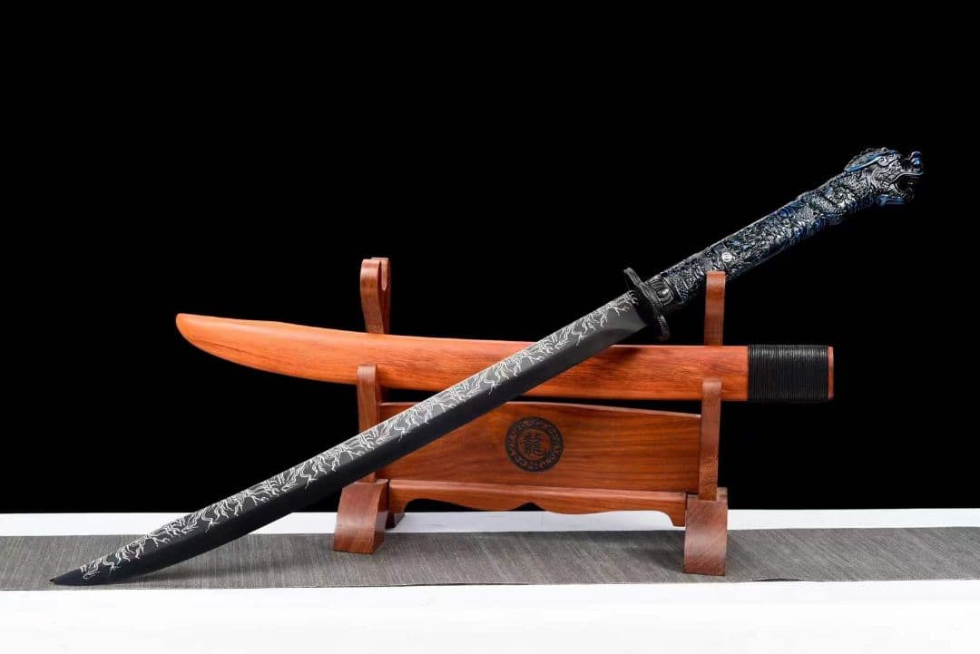 竜頭牛尾刀（マホガニー） 古兵器 武具 刀装具 日本刀 模造刀 居合刀