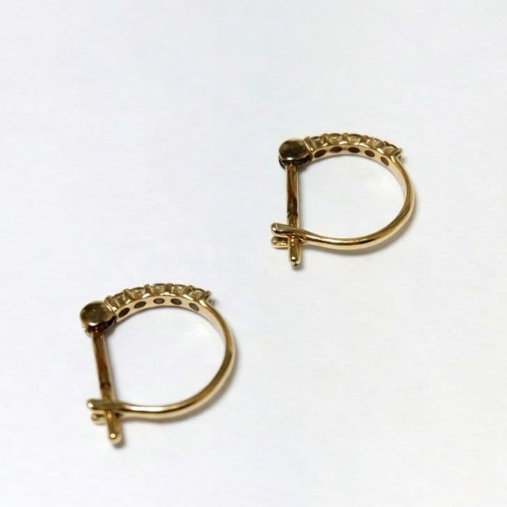 K10YG ダイヤモンドハーフエタニティフープピアス 0.1ct