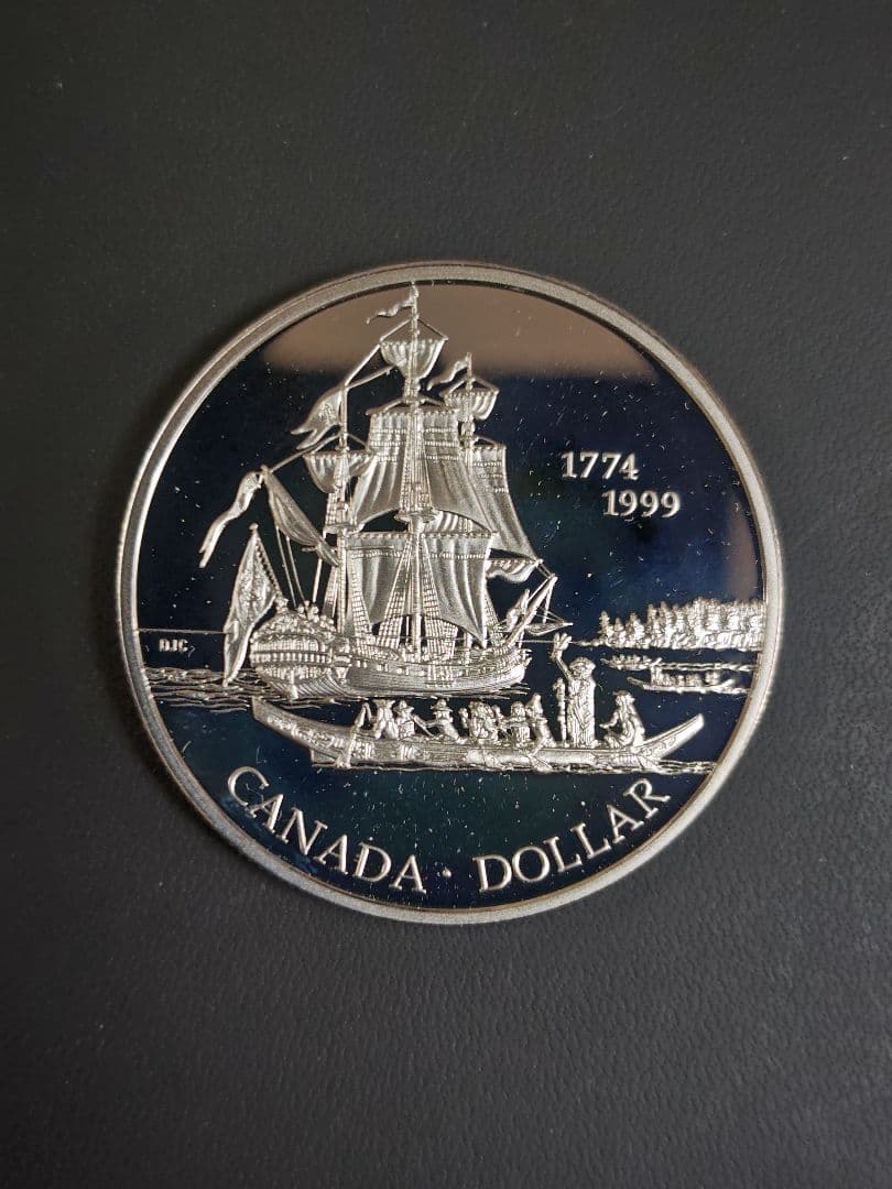 加 DOLLAR　225周年記念(1774〜1999) PF銀貨、説明書付 1 Dollar - Elizabeth II (Juan Perez Expedition) - Canada – Numista