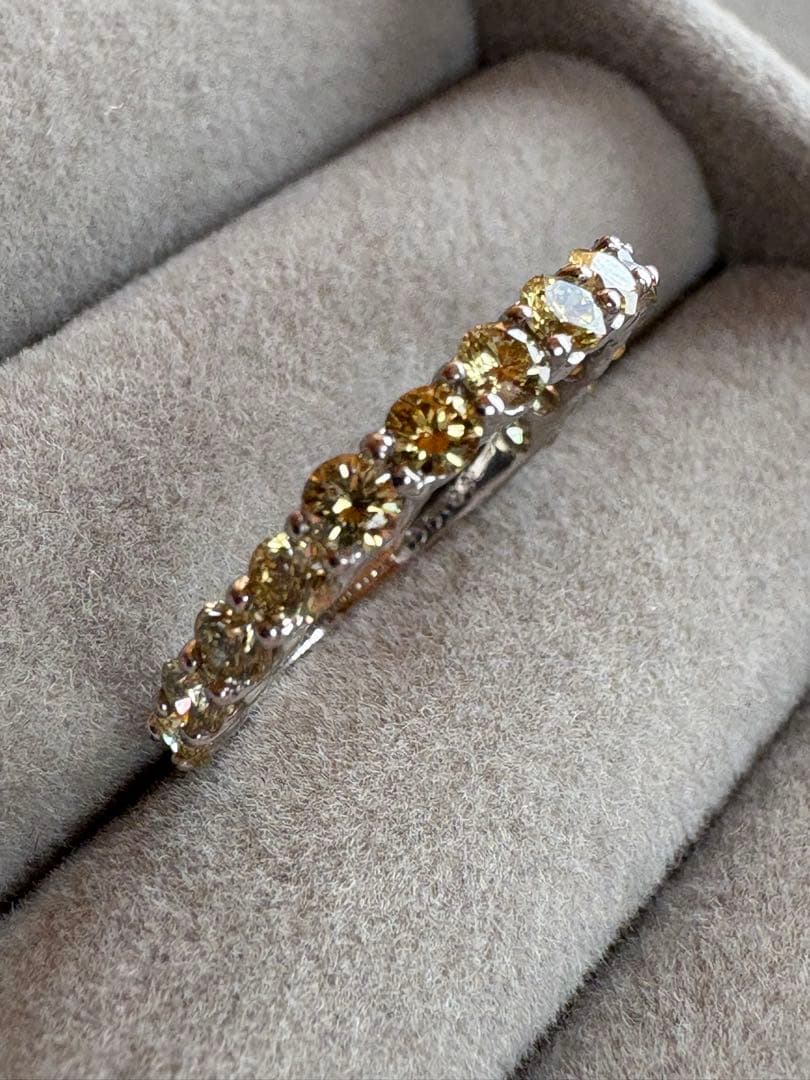 PT900 イエローダイヤ(0.93ct) ハーフエタニティリング✨