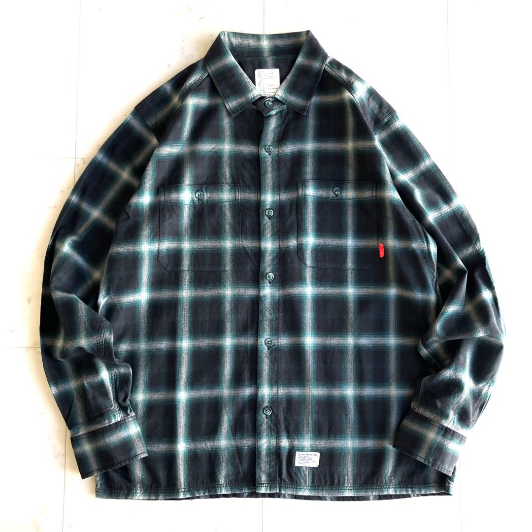 【美品】WTAPS ダブルタップス 長袖オンブレチェックシャツ グリーン系 WTAPS(ダブルタップス) チェックシャツ 211GWDT-SHM01 WCPO/LS/COPO