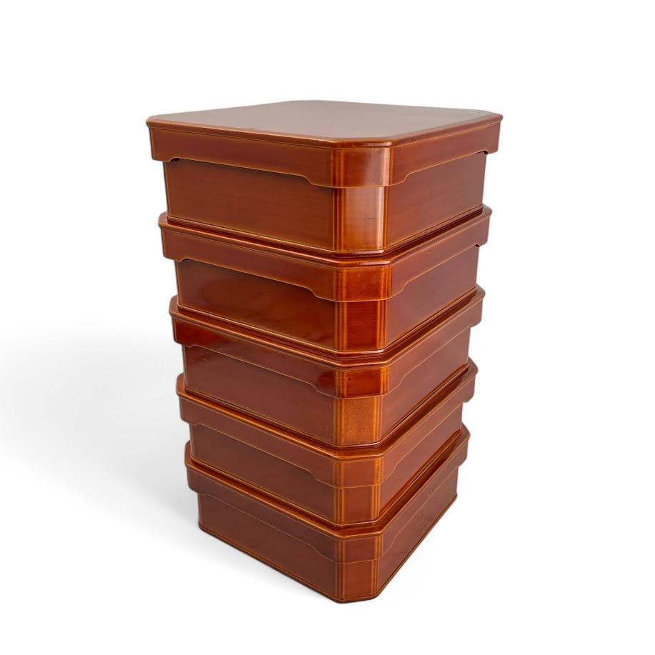 □飛騨春慶□ 弁当箱 大徳寺 5客 最高級品 ひだしゅんけい 透漆塗り