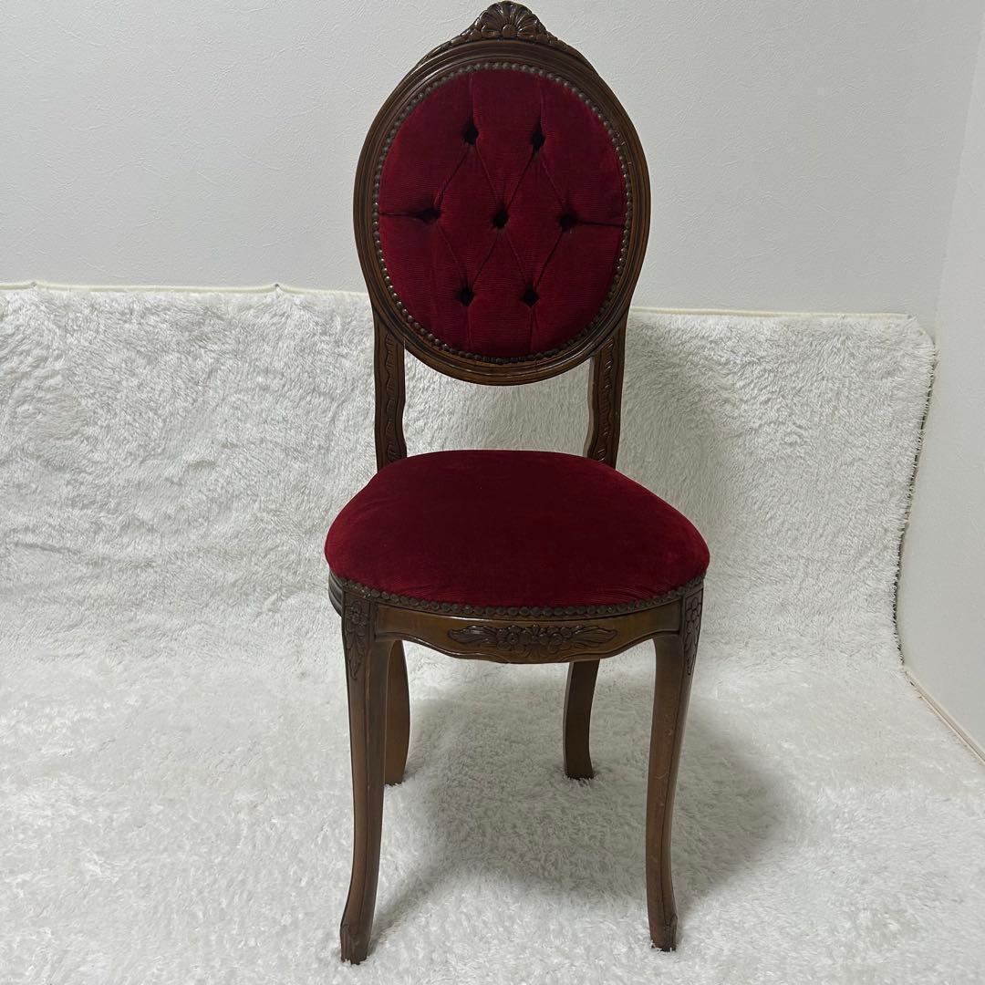 アンティーク調 猫脚チェア ロココ調 彫刻 鋲 椅子 ダイニングチェア