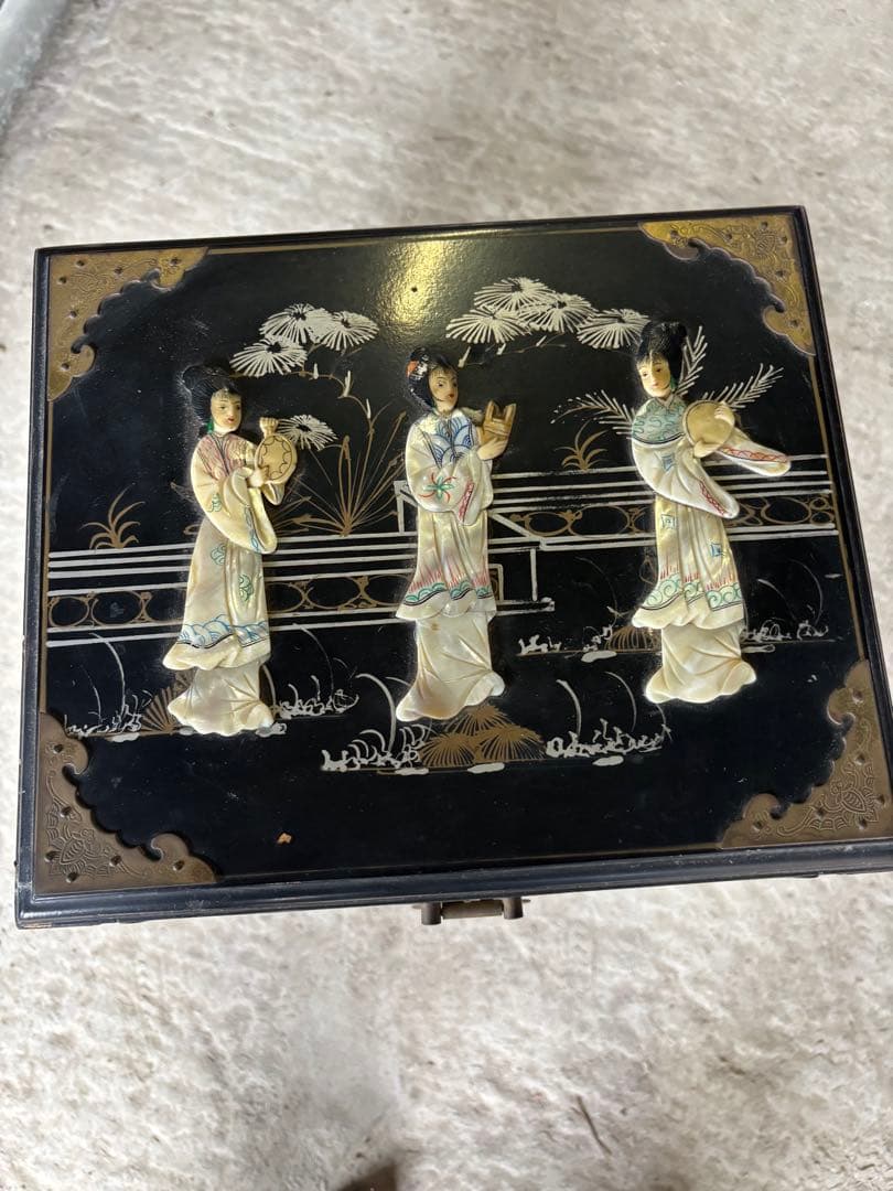 韓国 中国 唐木 螺鈿 象嵌 漆 ジュエリーボックス 小物箪笥