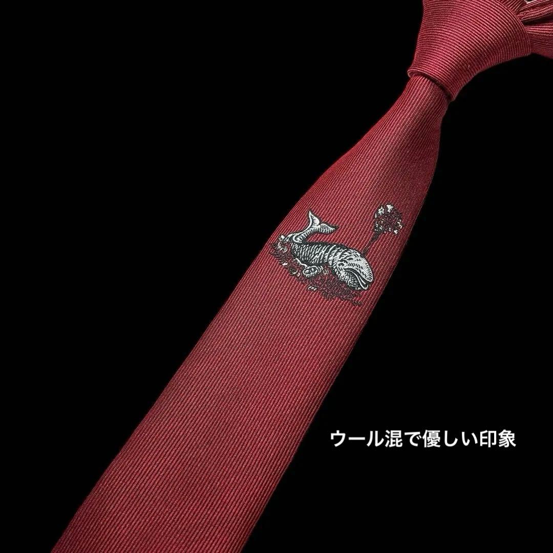 GUCCI クジラ刺繍 ナロータイ レッド 7cm パーティ GG裏地 蜂