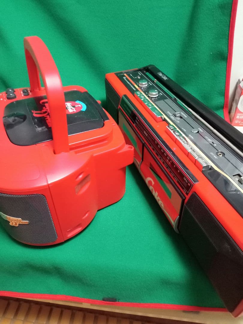 Coca-Cola ラジカセ 赤、CD2台セットジャンク品