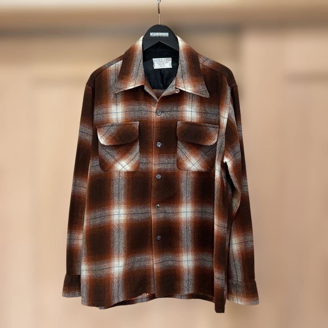 60s モンゴメリーワード オンブレ ウール シャツ M ブラウン - メルカリ