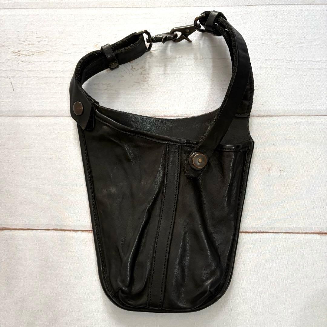 美品 イサムカタヤマ バックラッシュ ウエストポーチ タンニン製品染め