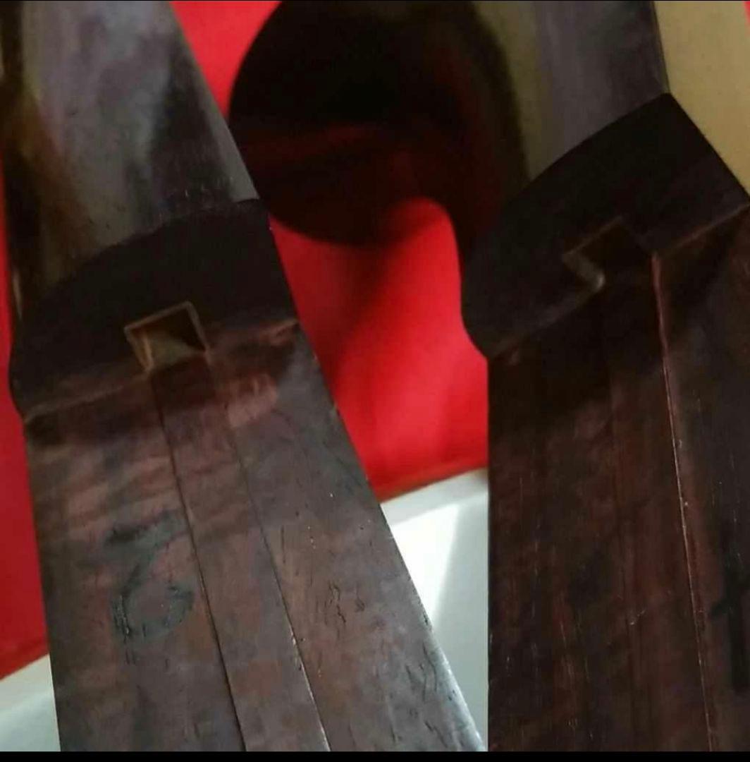 短棹三味線（棹全体に綺麗な虎斑あり）胴掛け付き 配送料¥1700込