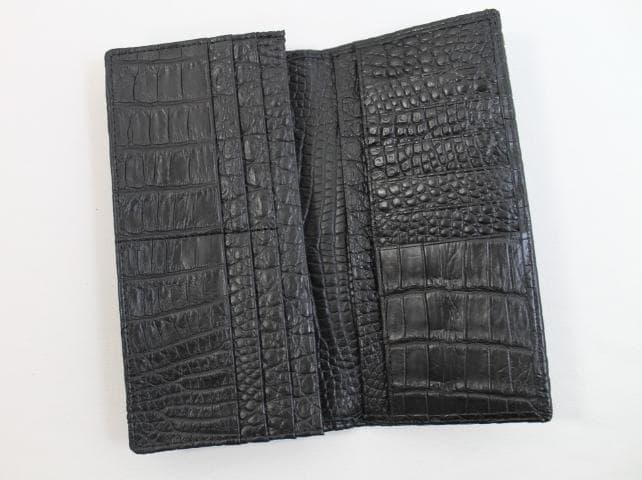 クロコダイル 財布 長財布 無双 両面クロコ ブラック 一枚革 小銭入れあり