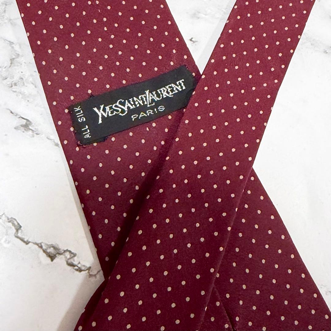 イヴサンローラン Yves Saint Laurent ネクタイ ドット レッド - メルカリ